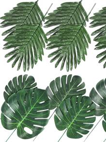 8pcs/set Artificial Tropical Leaf, Simple Polyester Artificial Leaf For Indoor And Outdoor - Green - View 2