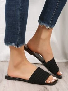 超大亮片带女士夏季户外休闲拖鞋，时尚软底沙滩凉鞋，适合日常穿着，尺码 35-43 - 黑色 - 查看 4