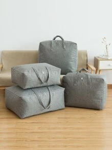 1 pieza liso Edredón almacenamiento simple poliéster Bolsa de almacenaje para ropa - Gris - Ver 1