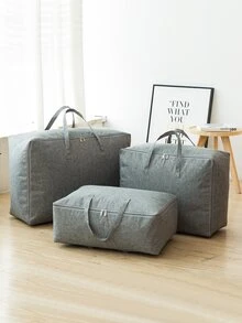 1 pieza liso Edredón almacenamiento simple poliéster Bolsa de almacenaje para ropa - Gris - Ver 3