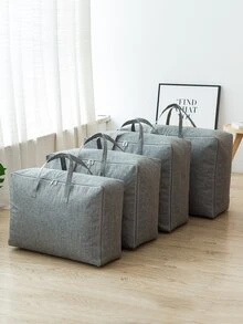 1 pieza liso Edredón almacenamiento simple poliéster Bolsa de almacenaje para ropa - Gris - Ver 5