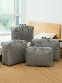 1 pieza liso Edredón almacenamiento simple poliéster Bolsa de almacenaje para ropa - Gris - Ver 6
