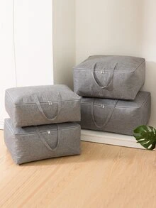 1 pieza liso Edredón almacenamiento simple poliéster Bolsa de almacenaje para ropa - Gris - Ver 7