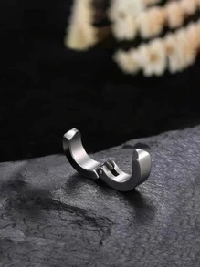 1入組男士極簡耳夾,不銹鋼首飾類,適用於首飾類禮品和派對 - 銀色 - 查看 2