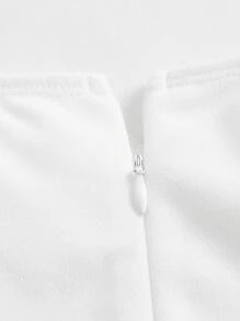 SHEIN MOD Sweetheart Neck Lantern Sleeve Bustier Dress - White - View 4