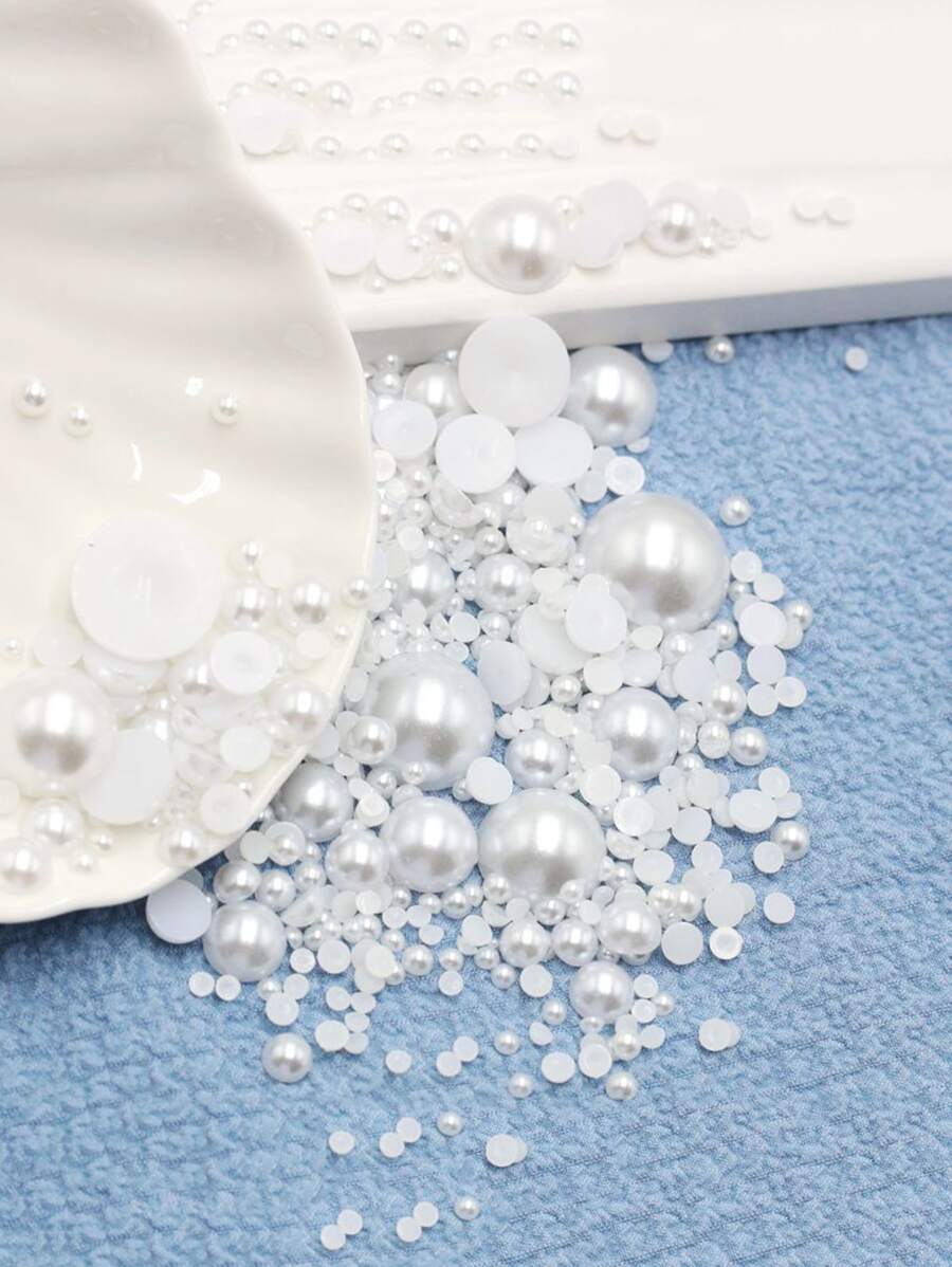 1pack Faux Pearl Design DIY Decoration Pendant, Simple ABS White Sewing Decoration For DIY - White - View 1