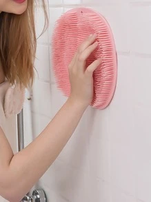 1 Bàn Chải Tắm Silicon Màu Trơn Dùng Để Chà Lưng, Làm Sạch Chân Và Massage Dụng Cụ Chăm Sóc Cá Nhân - Hồng - Xem 3