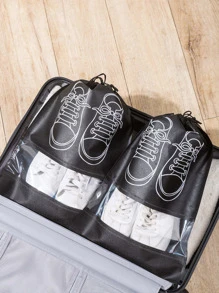 5pcs Portable Shoes Bag, Dustproof Storage Bag, Travel Storage Bag - Black - View 6