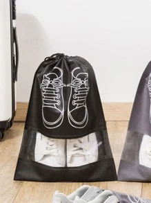 5pcs Portable Shoes Bag, Dustproof Storage Bag, Travel Storage Bag - Black - View 8