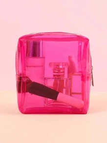 Clear Makeup Bag Storage Makeup Organizer Makeup Case - Hot Pink - View 1