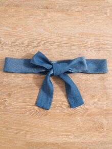 女孩胸部褶皺腰帶吊帶連體褲 - 藍色 - 查看 4