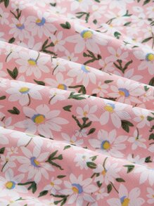 SHEIN MOD Đầm Xù Buộc lại Dây kéo Họa tiết hoa Boho - Hồng - Xem 3