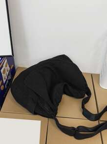 学生新生多功能单肩包休闲包男士大容量翻盖邮差包，书包，学院，学校，户外，运动斜挎包侧包假日必备男包书包学生包夏季返校包斜挎包春季学校用品单肩包侧包时尚男士包袋学校包大学返校用品书包 - 黑色 - 查看 4