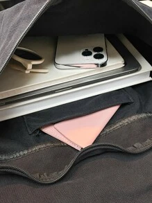 学生新生多功能单肩包休闲包男士大容量翻盖邮差包，书包，学院，学校，户外，运动斜挎包侧包假日必备男包书包学生包夏季返校包斜挎包春季学校用品单肩包侧包时尚男士包袋学校包大学返校用品书包 - 黑色 - 查看 6