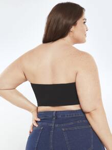SHEIN BASICS Plus Solid Tube Top For Summer - Black - View 2