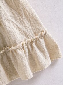 Bebé Vestido de cuello bobo bajo con fruncido - Albaricoque - Ver 4