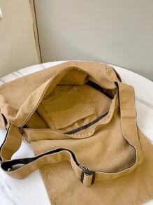 男士简约翻盖邮差包单肩包运动包高中大学生旅行学院学校万圣节男士礼物圣诞节男士包书包学生包书包尖叫 - 卡其色 - 查看 5