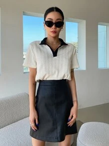 DAZY Camiseta Con Cuello Contrastante