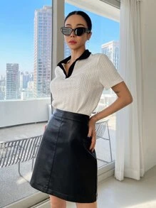 DAZY Camiseta Con Cuello Contrastante