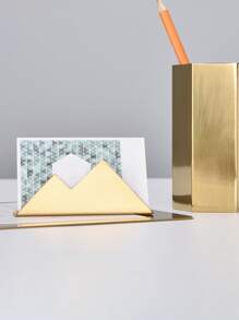 1pc Stainless Steel Business Card Holder - Gold - View 2