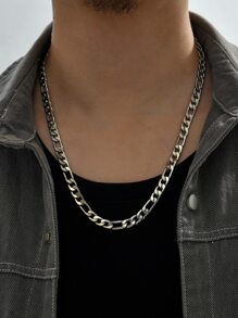 1入組男士嘻哈不銹鋼項鏈,時尚吊墜項鏈適用於休閒穿戴,夜店,條形,派對,日常生活 - 銀色 - 查看 2