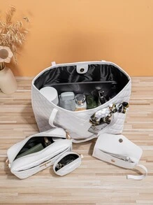 鑽石格紋4件套床上用品 - 白色 - 查看 5