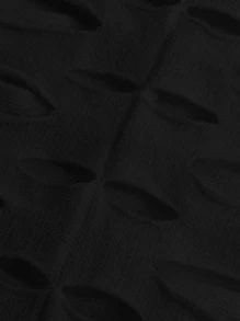 ROMWE Kawaii Sexy Super Elastic Hollow Out Lingerie Dress - Black - View 3