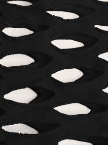 ROMWE Kawaii Sexy Super Elastic Hollow Out Lingerie Dress - Black - View 4