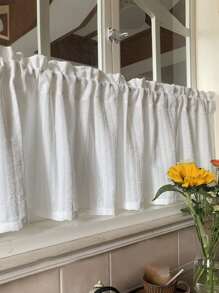1pc White Window Valance, Japanese Style Polyester Curtain Valance For Kitchen