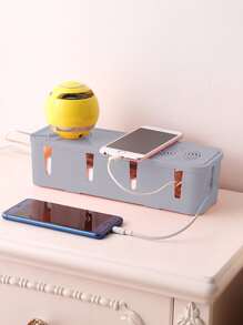 1 Hộp Lưu Trữ Để Bàn Đa Năng, Hộp Lưu Trữ Phích Cắm Bằng Nhựa Màu Xám Đơn Giản Cho Bàn Làm Việc - Xám - Xem 2