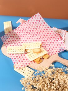 50 piezas/set Papel para hornear papel con patrón de corazón a prueba de aceite papel para hornear en la cocina - Multicolor - Ver 2