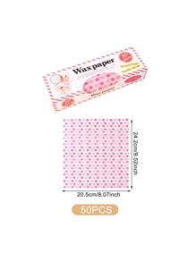 50 piezas/set Papel para hornear papel con patrón de corazón a prueba de aceite papel para hornear en la cocina - Multicolor - Ver 3