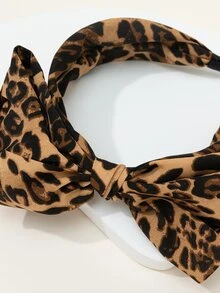 豹紋圖案蝴蝶結裝飾髮箍 - 彩色 - 查看 3