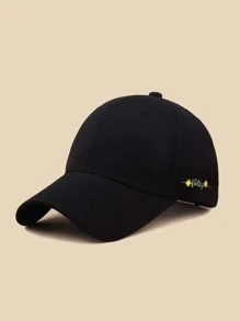 Floral & Letter Graphic Baseball Cap - Black - View 1