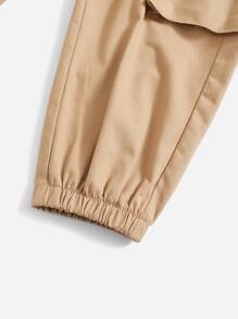 SHEIN 小男童字母補丁細節翻蓋口袋工裝褲