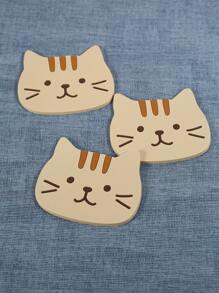 1 pieza PVC con diseño de gato de dibujos animados mesa Taza Portavasos para casa - Amarillo - Ver 5