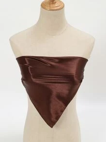 1入固色頭巾女款多用途方形圍巾，頭巾，頭帶，理想裝飾你的造型 - 咖啡棕 - 查看 5