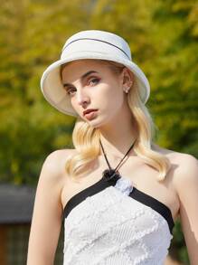 Mũ Bucket đường ống tương phản - trắng - Xem 6