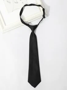 unicolor corbata de lazo & con cordón - Negro - Ver 3