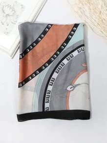 植物圖案圍巾 - 彩色 - 查看 3