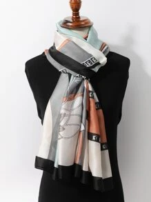 植物圖案圍巾 - 彩色 - 查看 4