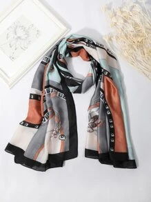 植物圖案圍巾 - 彩色 - 查看 6