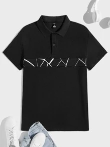 Manfinity Men Graphic Print Polo Shirt - Black - View 1