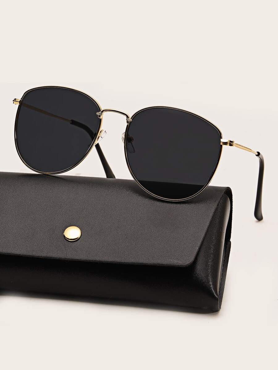 男士不对称镜框时尚眼镜，适合休闲、派对、日常、海滩、旅行等场合，尤其适合夏季海滩度假、户外活动和旅行。 - 黑色 - 查看 1