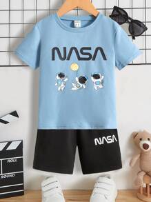 SHEIN Bộ thời trang bé trai Con số Lá thư Giải trí - Nhiều màu - Xem 3