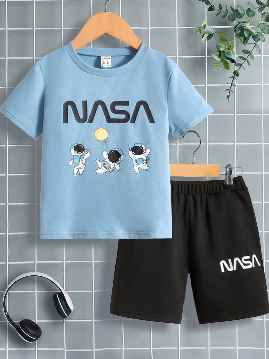 SHEIN Bộ thời trang bé trai Con số Lá thư Giải trí - Nhiều màu - Xem 1