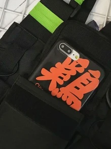 男女通用黑色功能性嘻哈胸包 - 黑色 - 查看 5