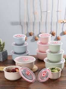 3 unids/set Bol de plástico modernista redondo fideo para cocina - Azul - Ver 3