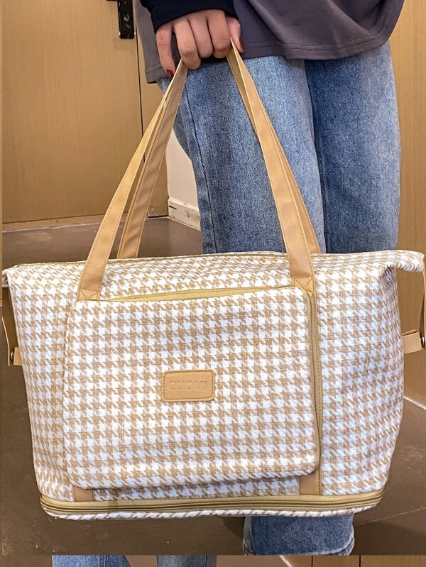 Houndstooth Pattern Duffel Bag SHEIN USA