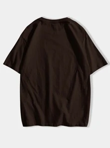 ROMWE MEN Guys Letter Eagle Graphic Tee - Chocolate Brown - View 2